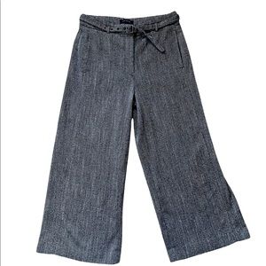 Ann Taylor Herringbone Tweed Cropped Trouser with Belt, High-waisted, Size 6